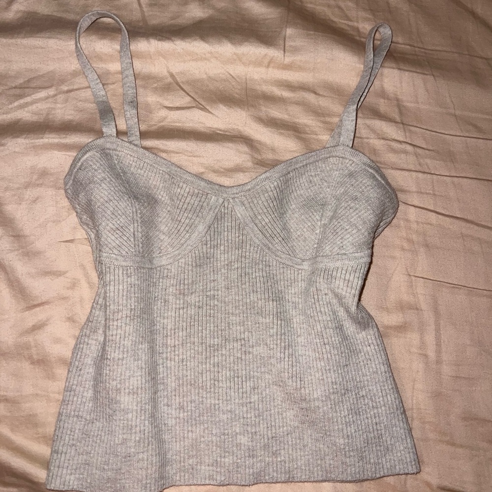 Madewell Light Gray Ribbed Knit Bustier Cami